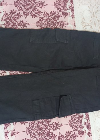Kadın Siyah Kemerli Rahat Kot kargo pantolin