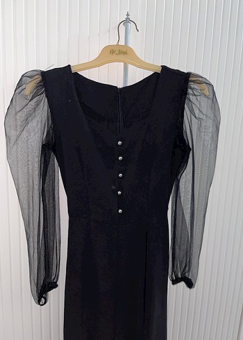 Siyah Uzun Kollu Gotik Kadın Elbise - Görsel 2