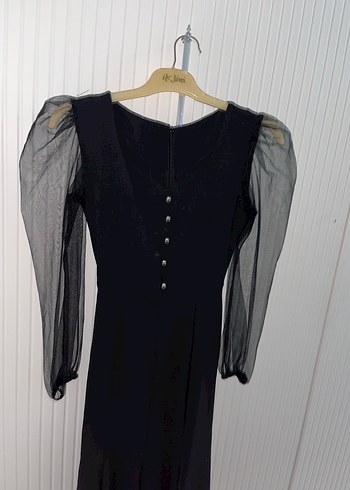 Siyah Uzun Kollu Gotik Kadın Elbise - Görsel 4