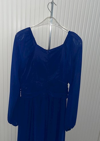 Uzun Kollu Mavi Drapeli Uzun Elbise kendi tasarımım - Görsel 4