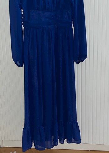 Uzun Kollu Mavi Drapeli Uzun Elbise kendi tasarımım - Görsel 2