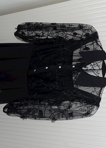 Düğmeli Siyah Uzun Gotik Elbise - Görsel 3