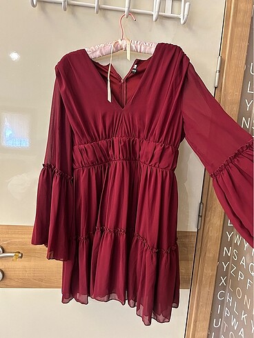 bordo abiye elbise - Görsel 2