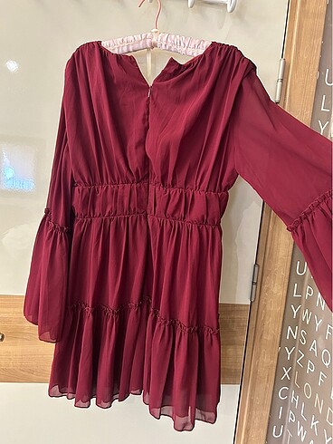 bordo abiye elbise - Görsel 3