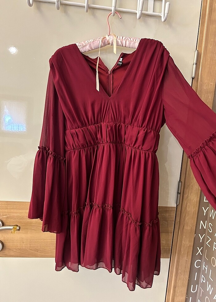 bordo abiye elbise - Görsel 2