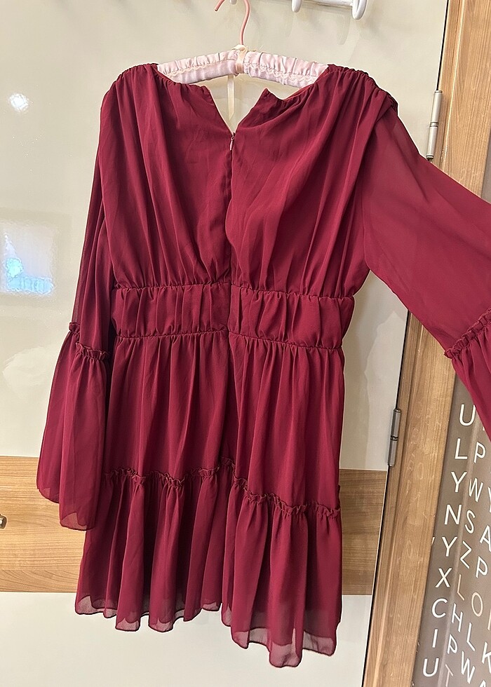 bordo abiye elbise - Görsel 3