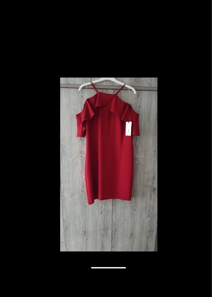 kırmzı kısa abiye elbise - Görsel 2