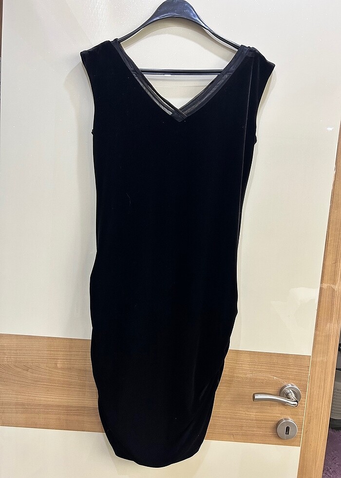 siyah kadife elbise - Görsel 2