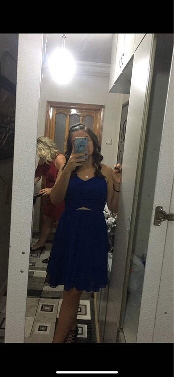 askılı mavi elbise - Görsel 2