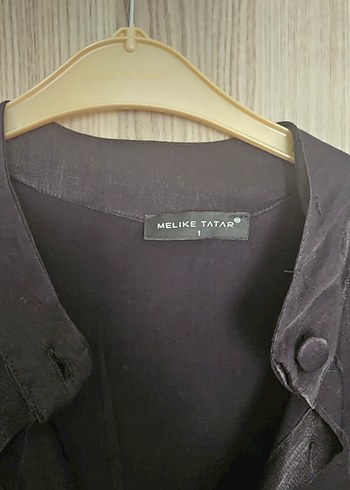 Diğer Melike Tatar Düğmeli Siyah Uzun Saten Takım
