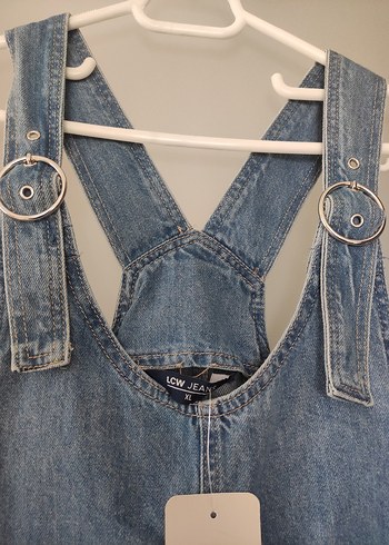 Kadın Mavi Kot Midi Salopet - Görsel 2