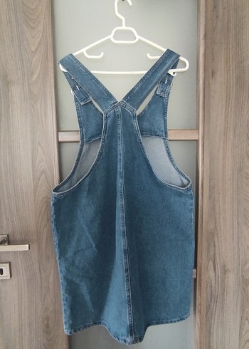 Kadın Mavi Kot Midi Salopet - Görsel 3