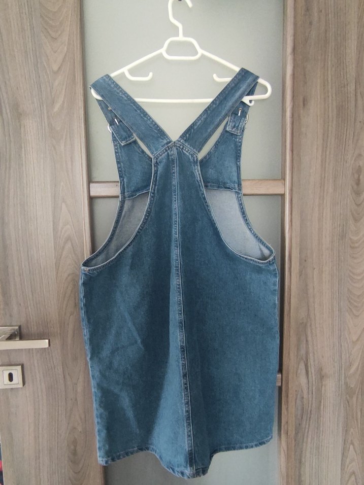 Kadın Mavi Kot Midi Salopet - Görsel 3