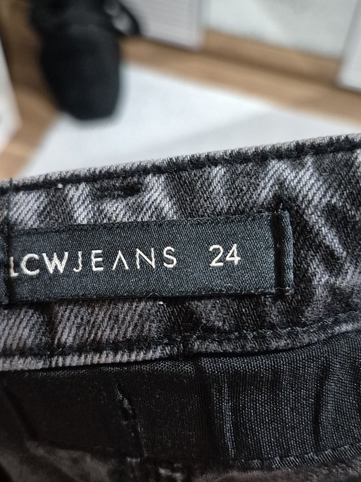 Gri Batik Desenli Kemerli Kadın Jean - Görsel 2