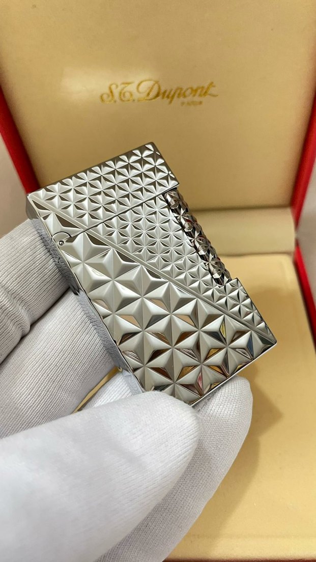 S.Dupont Gri Parlak Kareli Fermuarlı Kartlık - Görsel 2