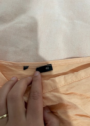 Bej Kısa Kollu Midi Keten Elbise - Görsel 3