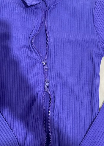 mor fermuarlı bluz - Görsel 3