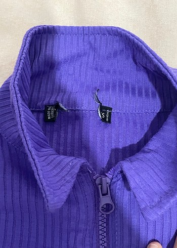 mor fermuarlı bluz - Görsel 2