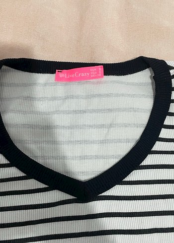 Çizgili Uzun Kollu Pamuklu Tişört - Görsel 2