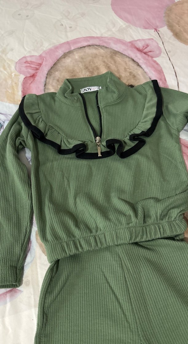 Yeşil Fırfırlı çocuk Kız Takım - Görsel 2