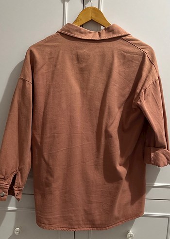 Düğmeli, Kot Uzun Kollu Salaş Kadın Gömlek - Görsel 4