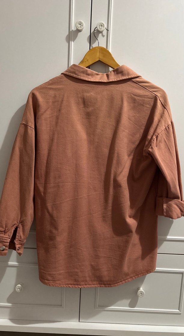 Düğmeli, Kot Uzun Kollu Salaş Kadın Gömlek - Görsel 4