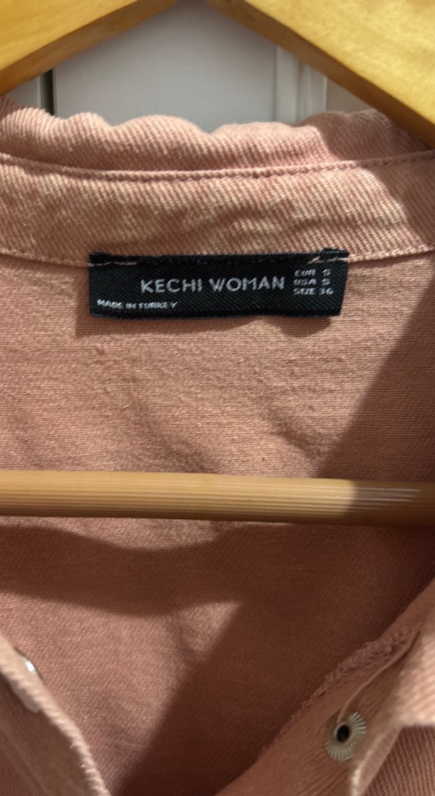 Düğmeli, Kot Uzun Kollu Salaş Kadın Gömlek - Görsel 3