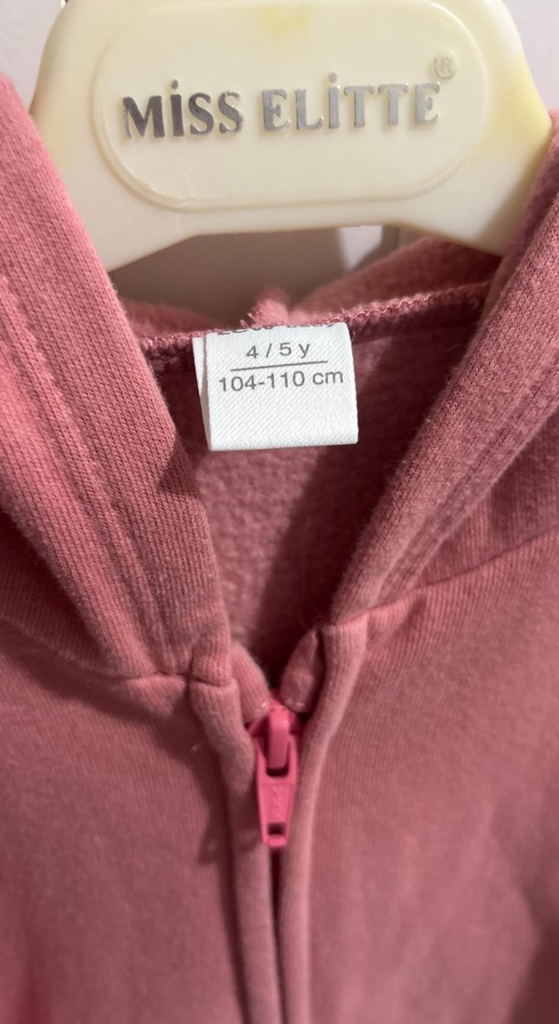 Kız Çocuk Kapüşonlu Fermuarlı Sweatshirt - Görsel 2