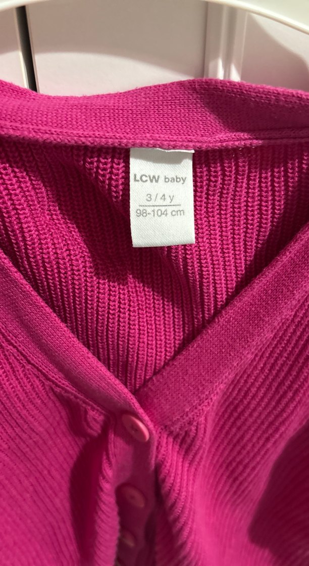 Kızlar için pembe triko hırka - Görsel 2