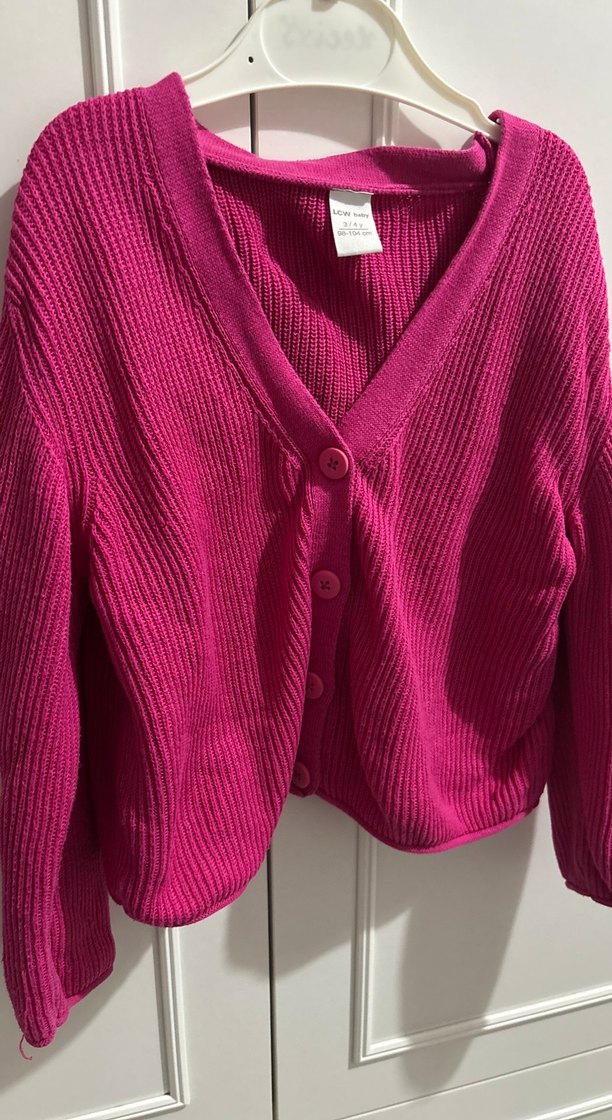 Kızlar için pembe triko hırka - Görsel 3