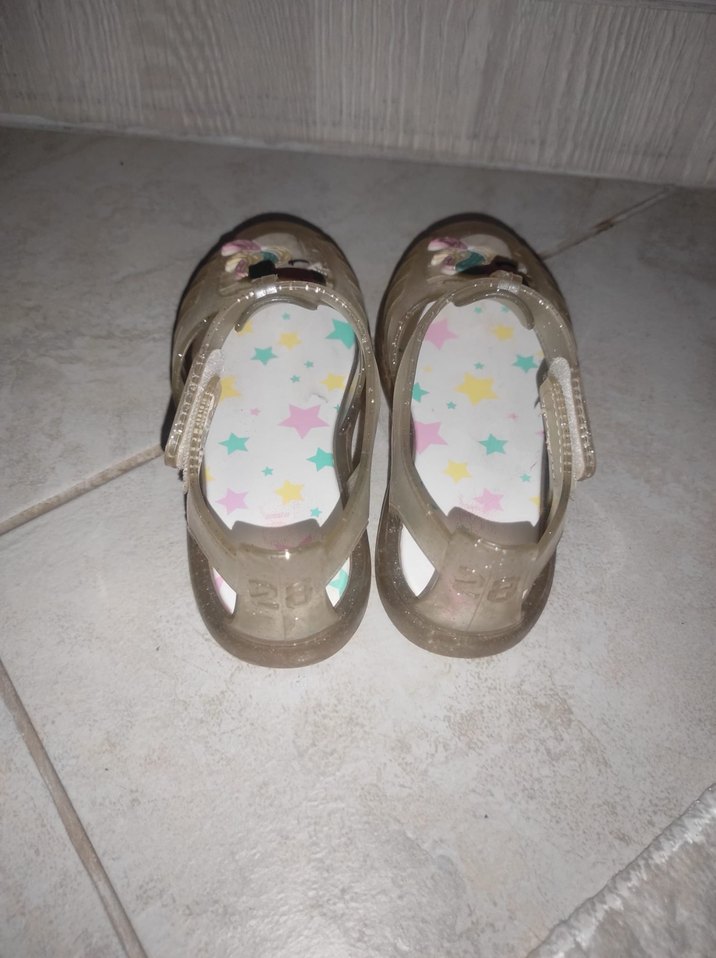 Bej Kız Çocuk Unicorn Desenli Tokalı Sandalet - Görsel 3