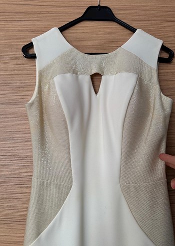 Beyaz Drapeli midi Kadın Elbise - Görsel 3