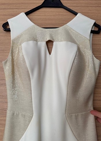 Beyaz Drapeli midi Kadın Elbise - Görsel 2