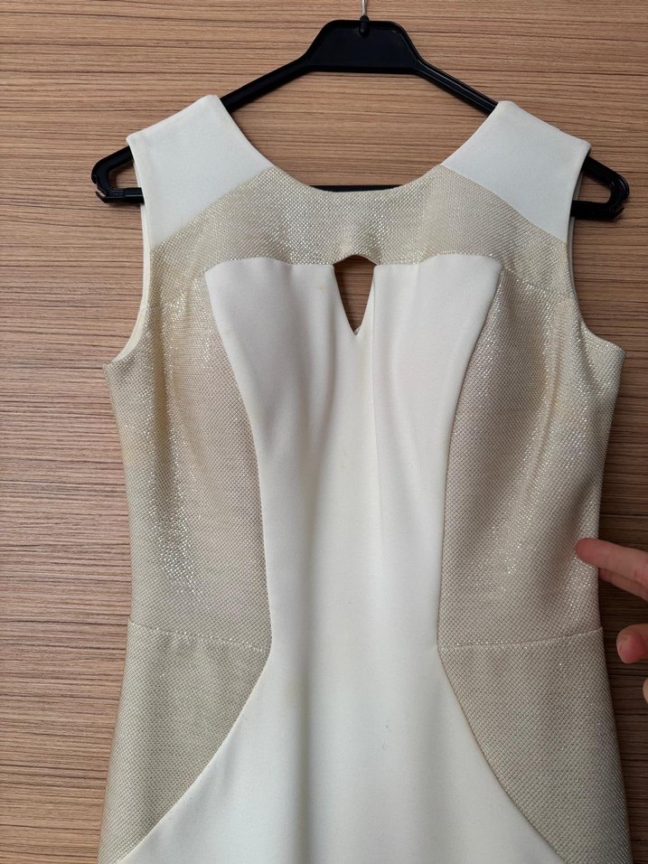 Beyaz Drapeli midi Kadın Elbise - Görsel 3