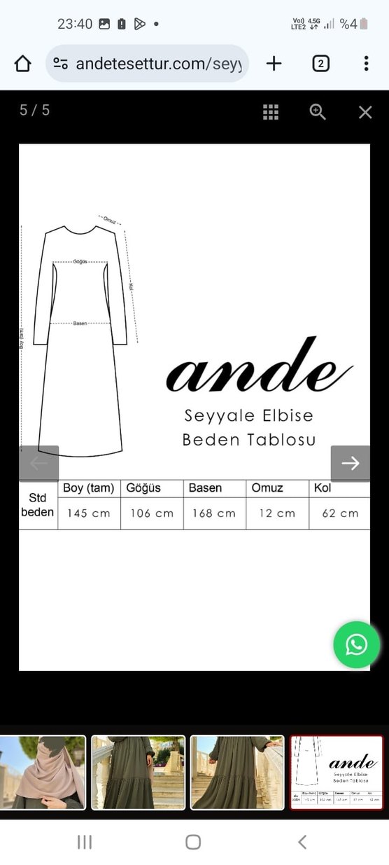 Kadın Haki Uzun Fırfırlı Bohem Elbise, Ferace - Görsel 4