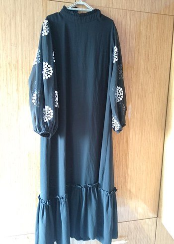 Uzun Bohem Nakışlı Lacivert Elbise - Görsel 2