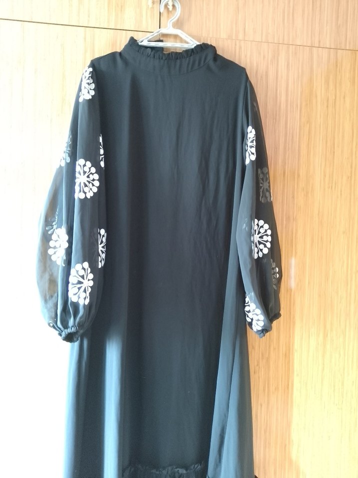 Uzun Bohem Nakışlı Lacivert Elbise - Görsel 4