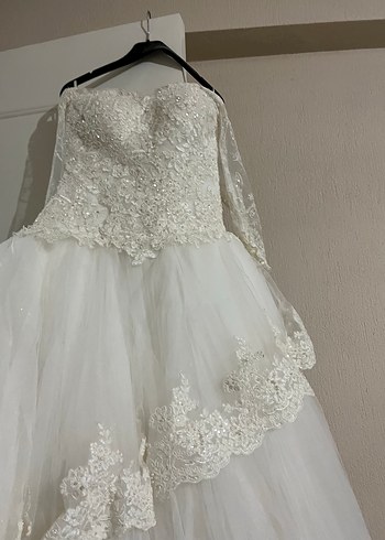 Dantelli Straplez Prenses Gelinlik - Görsel 5