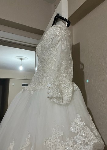 Dantelli Straplez Prenses Gelinlik - Görsel 8