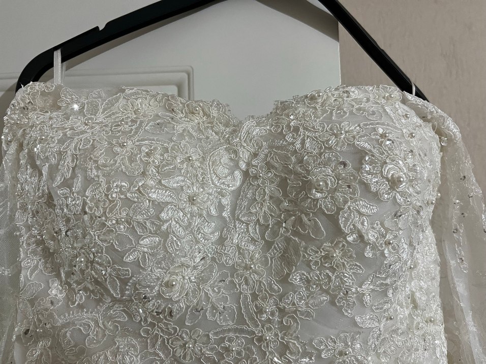 Dantelli Straplez Prenses Gelinlik - Görsel 2