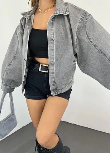 Balon Kol Oversize Denim Ceket