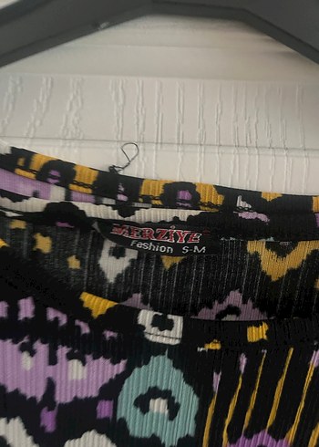 Uzun Kollu Mor Bohem Desenli Elbise - Görsel 2