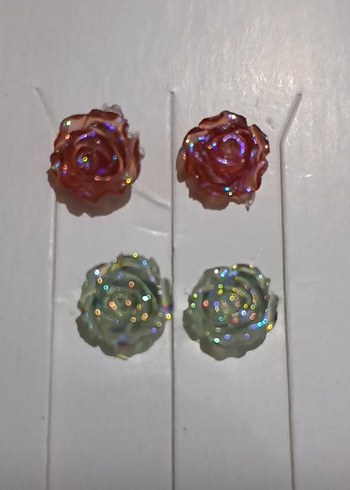 Renkli Çiçekli Mini Payet Küpeler - Görsel 4