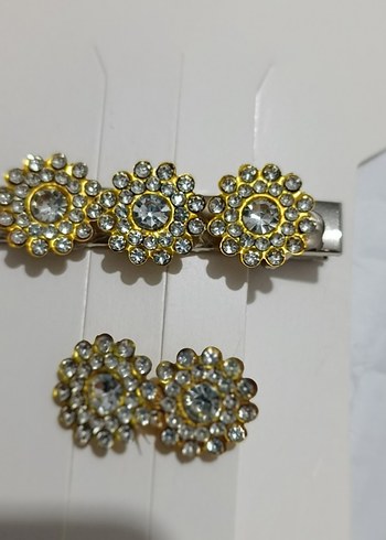 Altın Renkli Taşlı Saç Tokası Seti - Görsel 2
