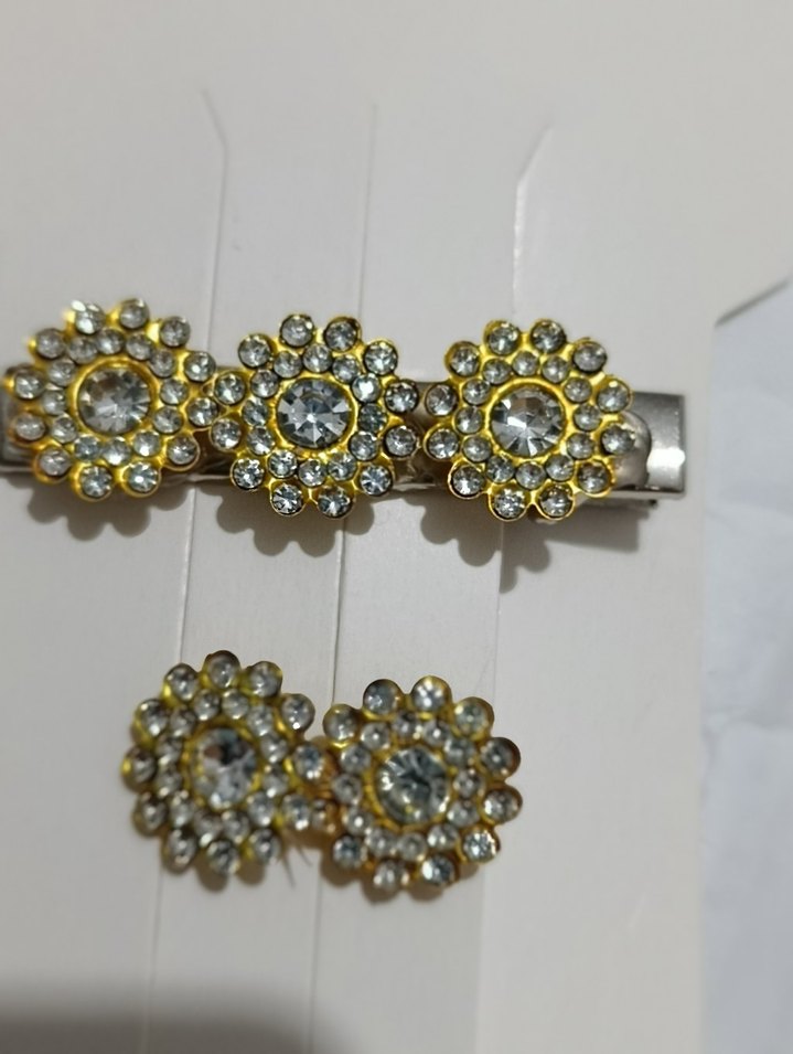 Altın Renkli Taşlı Saç Tokası Seti - Görsel 2