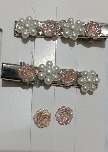 Beyaz İncili Metal Toka Seti - Görsel 2