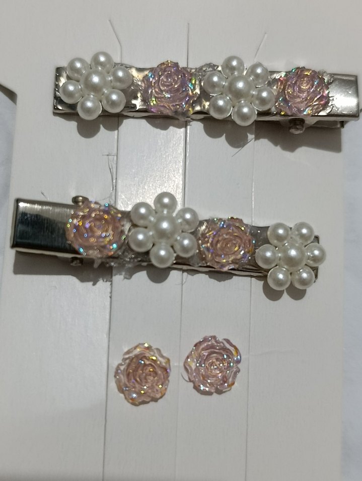 Beyaz İncili Metal Toka Seti - Görsel 2