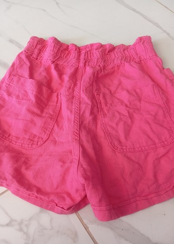 Diğer Düğmeli Pembe Keten Mini Şort