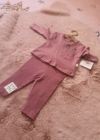 Pembe Triko Uzun Kollu Bebek Kız Takımı