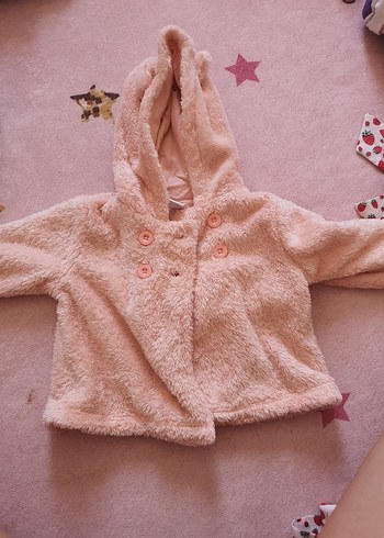 LC Waikiki Kız Çocuk Pastel Pembe Kapüşonlu pelus kalın hirka